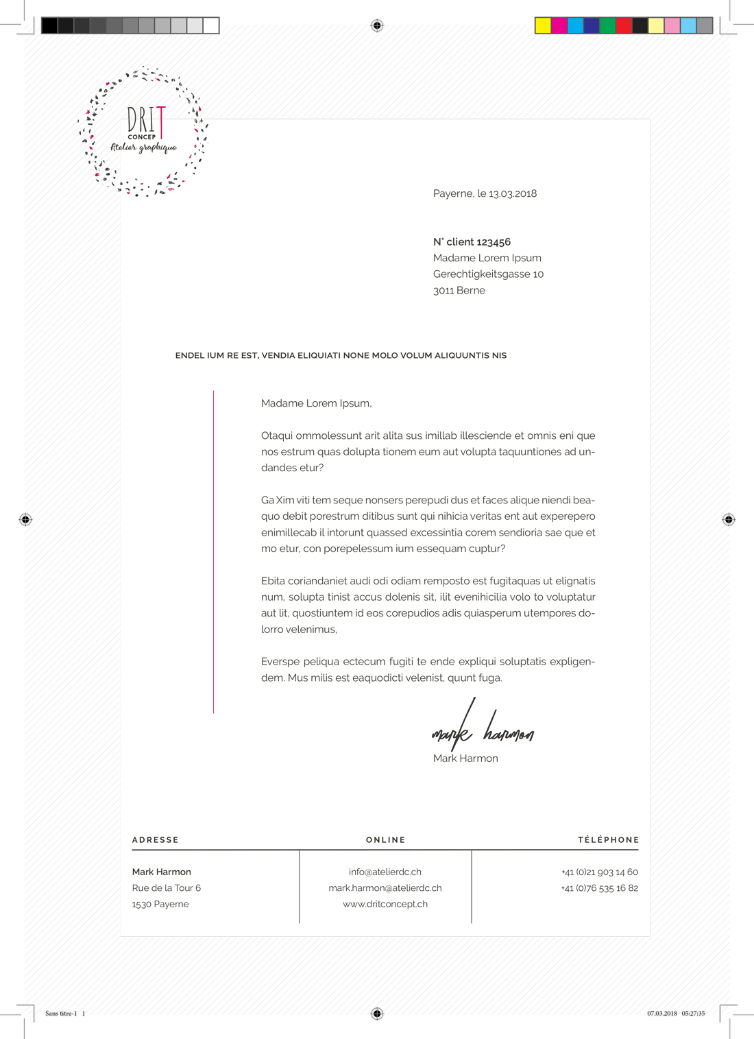 Lettre commerciale Drit Concept réalisé par Driton Iljazi