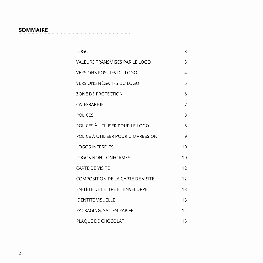 Sommaire de la charte graphique My Day