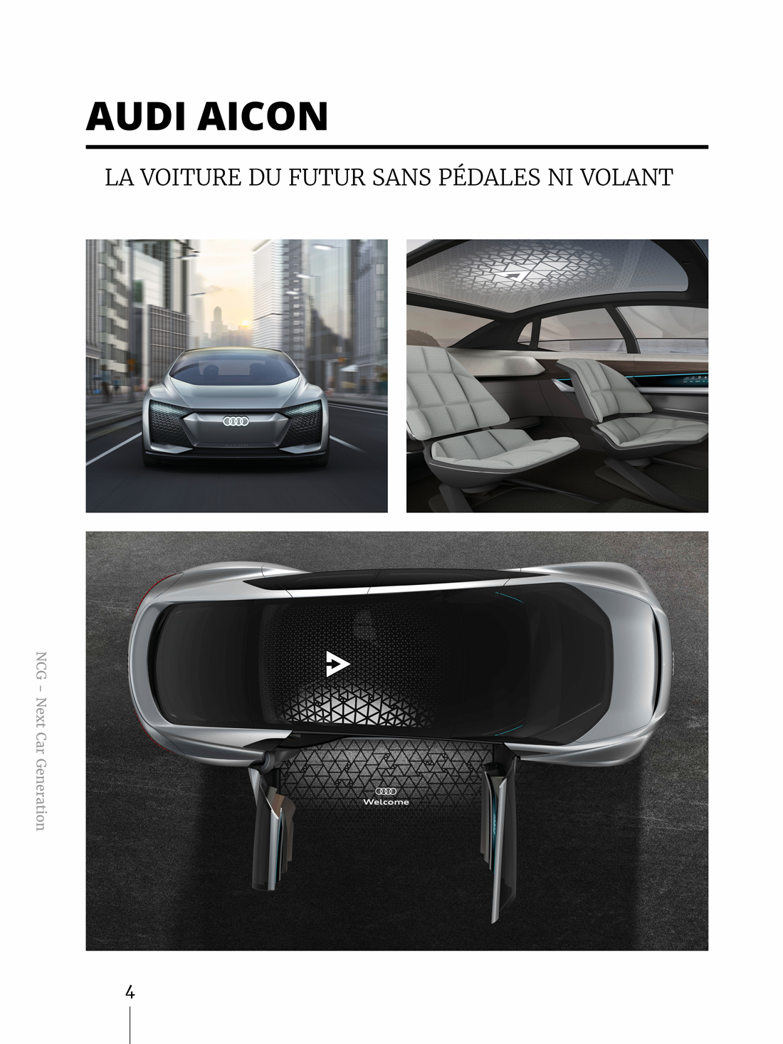Variante de mise en page avec des images du concept car Audi Aicon
